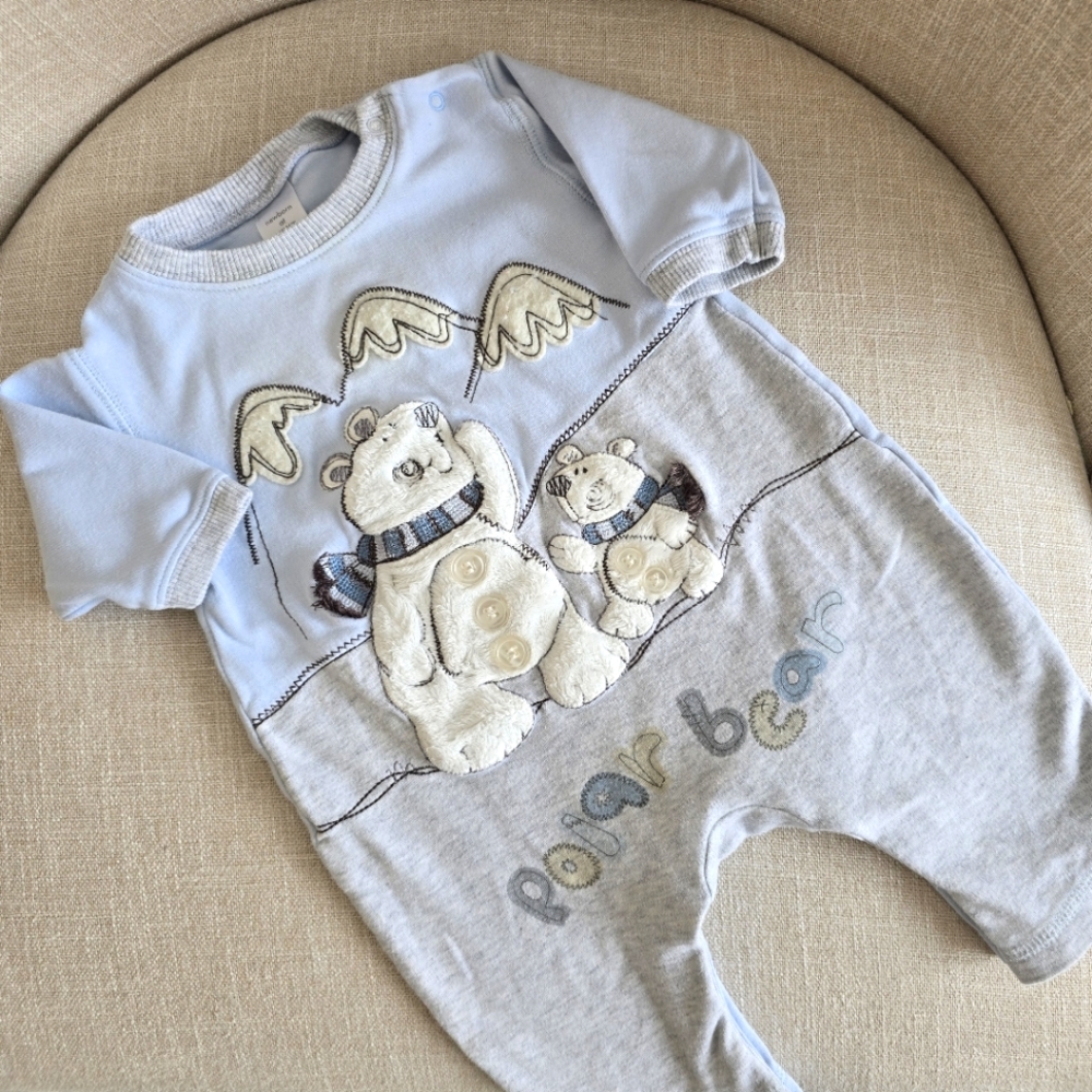 Adorable Polar Bear Baby Romper, 0-3mths
